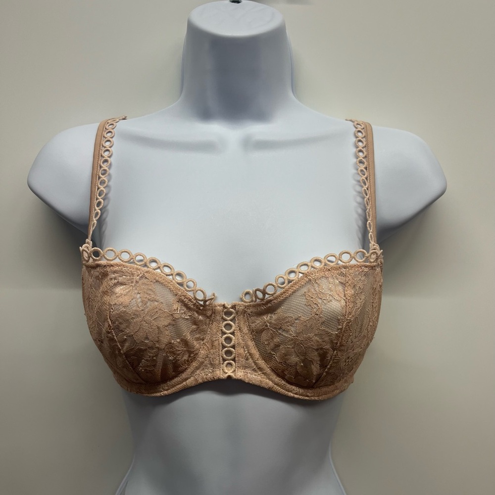 Victoria's Secret Tan Lace Balconette Bra 34C